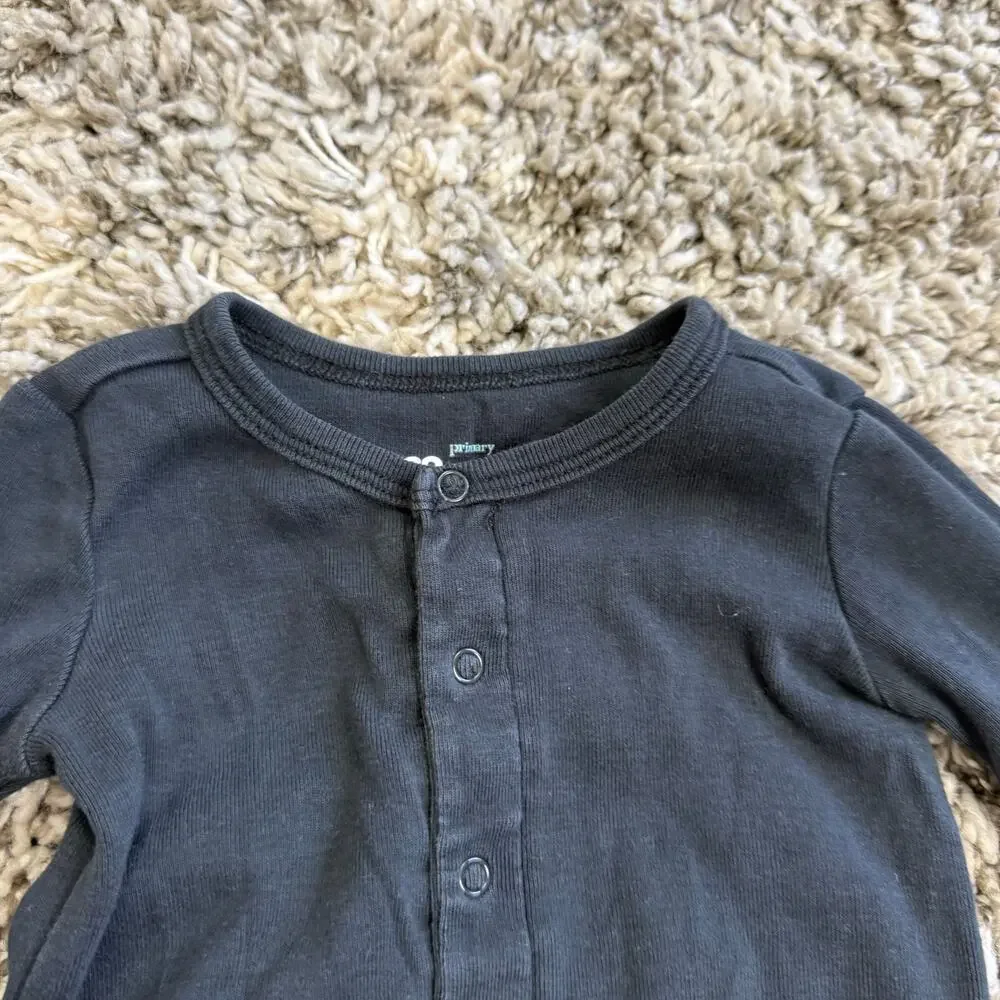 Primary Black Snap Up Sleeper Playsuit One Piece Outfit Footie Baby 6-9 Months
